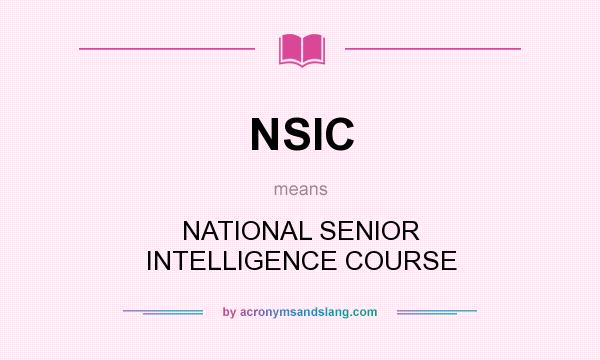 What does NSIC mean? It stands for NATIONAL SENIOR INTELLIGENCE COURSE