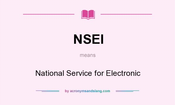 What does NSEI mean? It stands for National Service for Electronic