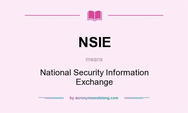 What does NSIE mean? It stands for National Security Information Exchange