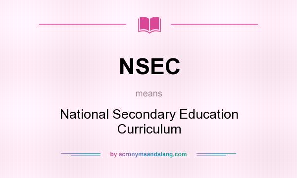 What does NSEC mean? It stands for National Secondary Education Curriculum