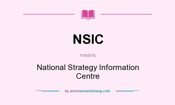 What does NSIC mean? It stands for National Strategy Information Centre
