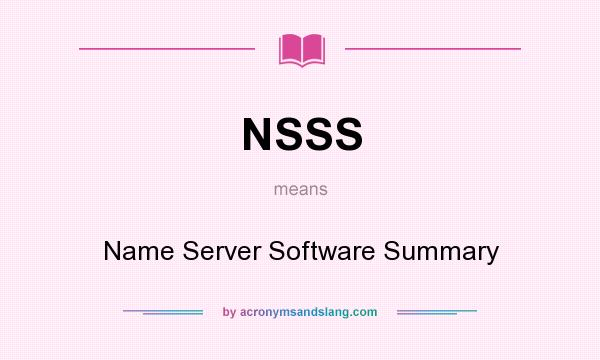 What does NSSS mean? It stands for Name Server Software Summary