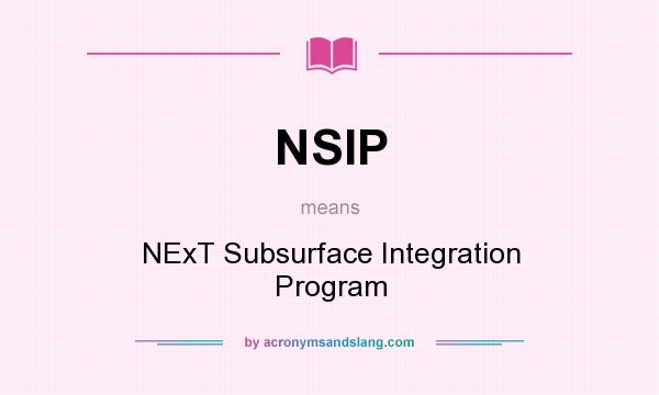 What does NSIP mean? It stands for NExT Subsurface Integration Program