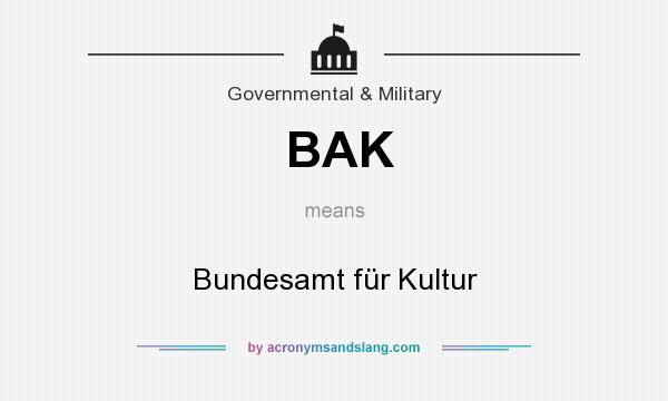 What does BAK mean? It stands for Bundesamt für Kultur