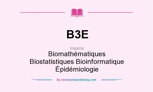 What does B3E mean? It stands for Biomathématiques Biostatistiques Bioinformatique Épidémiologie