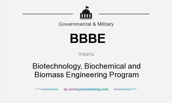 What does BBBE mean? It stands for Biotechnology, Biochemical and Biomass Engineering Program