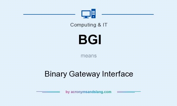 What does BGI mean? It stands for Binary Gateway Interface
