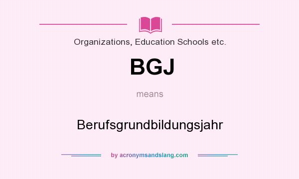 What does BGJ mean? It stands for Berufsgrundbildungsjahr
