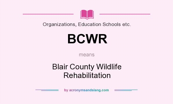 What does BCWR mean? It stands for Blair County Wildlife Rehabilitation