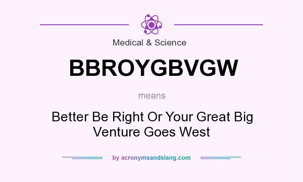 What does BBROYGBVGW mean? It stands for Better Be Right Or Your Great Big Venture Goes West