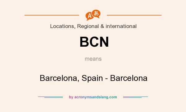 What does BCN mean? It stands for Barcelona, Spain - Barcelona