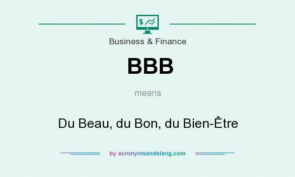 What does BBB mean? It stands for Du Beau, du Bon, du Bien-Être