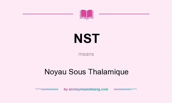 What does NST mean? It stands for Noyau Sous Thalamique