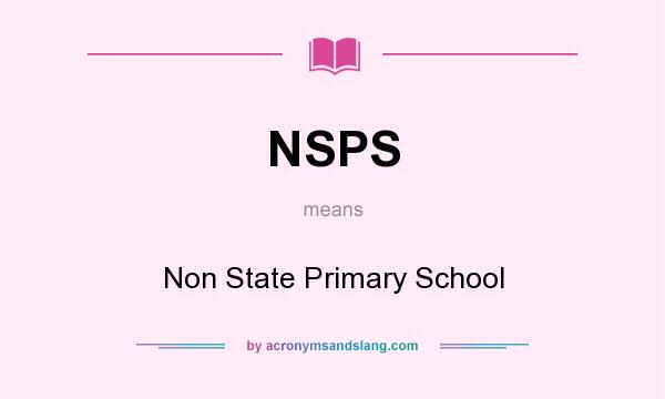 What does NSPS mean? It stands for Non State Primary School