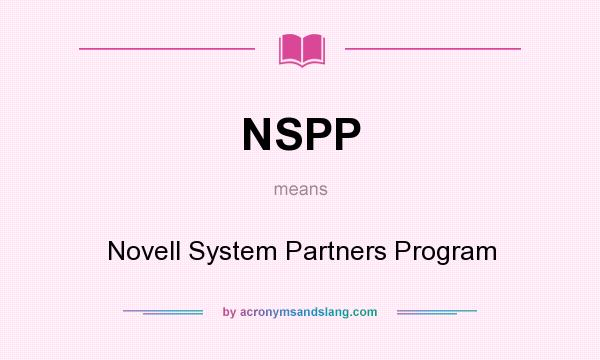 What does NSPP mean? It stands for Novell System Partners Program