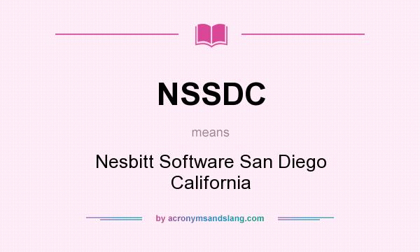 What does NSSDC mean? It stands for Nesbitt Software San Diego California