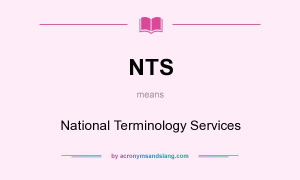 What does NTS mean? It stands for National Terminology Services