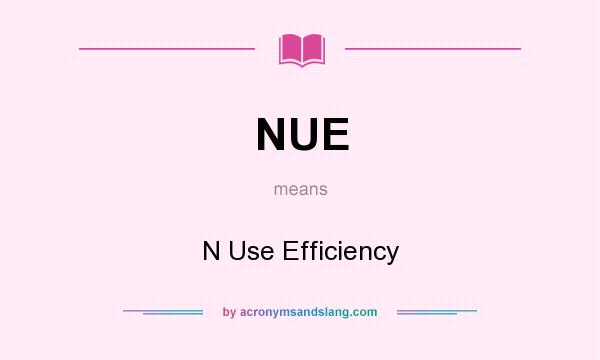 What does NUE mean? It stands for N Use Efficiency