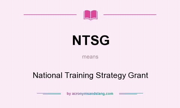 What does NTSG mean? It stands for National Training Strategy Grant