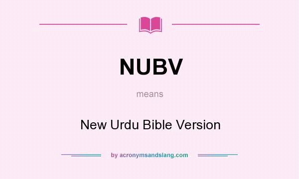 What does NUBV mean? It stands for New Urdu Bible Version