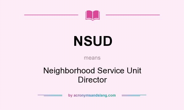 What does NSUD mean? It stands for Neighborhood Service Unit Director