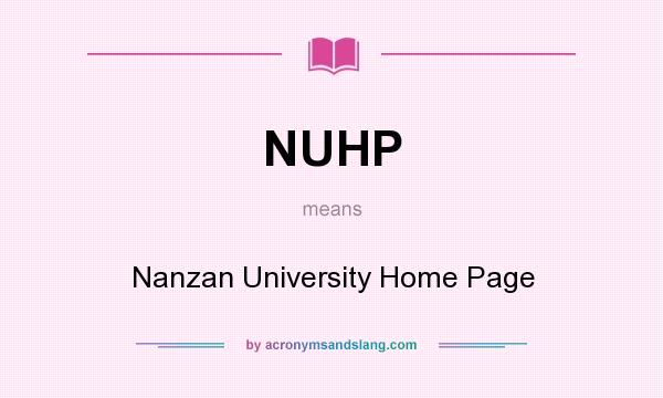 What does NUHP mean? It stands for Nanzan University Home Page