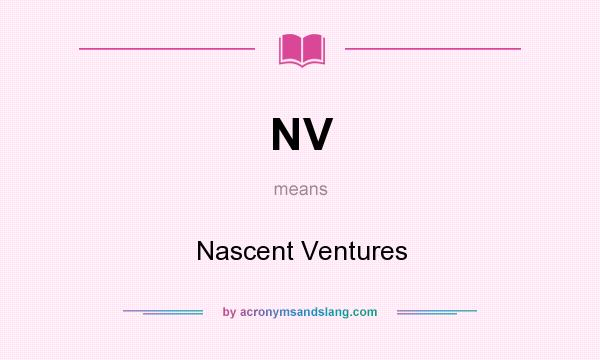 What does NV mean? It stands for Nascent Ventures