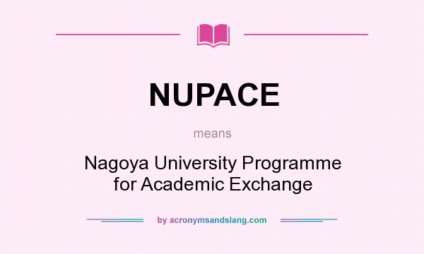 What does NUPACE mean? It stands for Nagoya University Programme for Academic Exchange