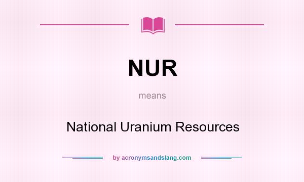 What does NUR mean? It stands for National Uranium Resources