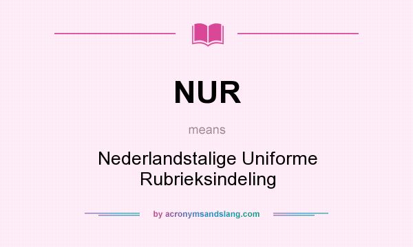 What does NUR mean? It stands for Nederlandstalige Uniforme Rubrieksindeling