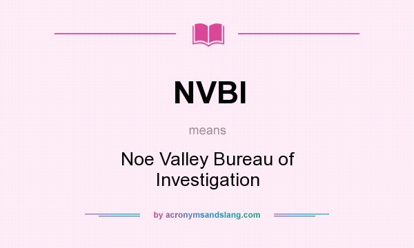 What does NVBI mean? It stands for Noe Valley Bureau of Investigation