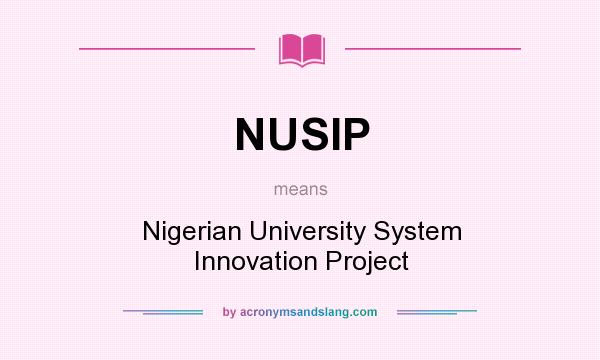 What does NUSIP mean? It stands for Nigerian University System Innovation Project
