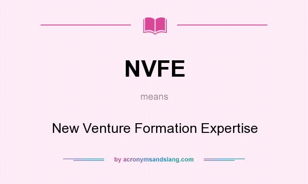 What does NVFE mean? It stands for New Venture Formation Expertise