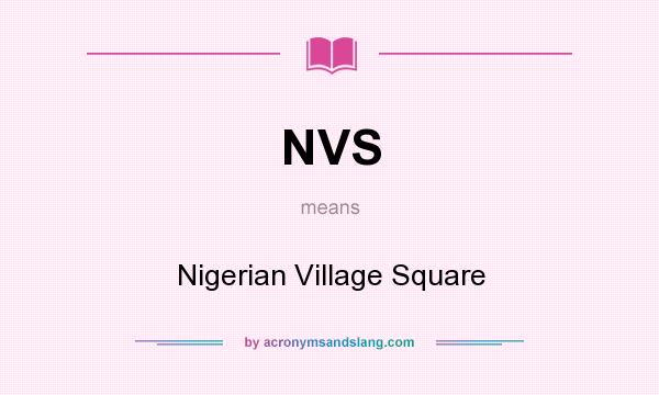 What does NVS mean? It stands for Nigerian Village Square