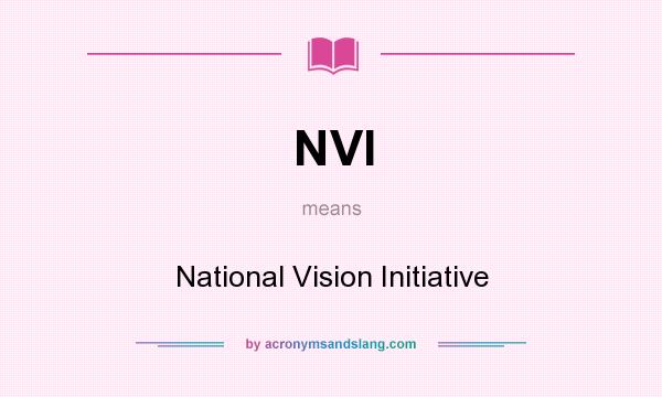 What does NVI mean? It stands for National Vision Initiative