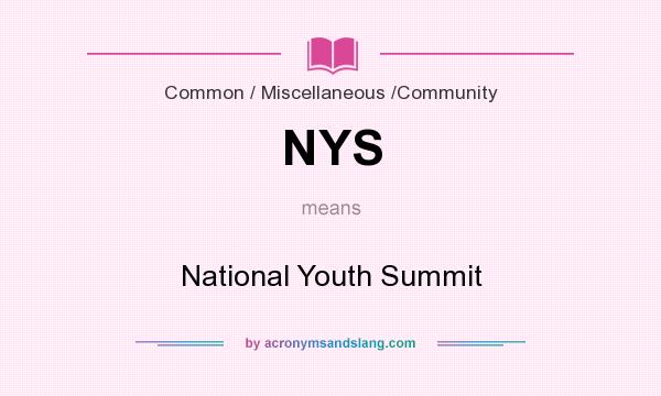 What does NYS mean? It stands for National Youth Summit