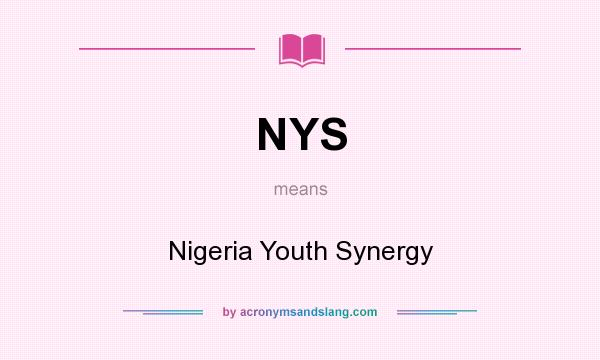 What does NYS mean? It stands for Nigeria Youth Synergy