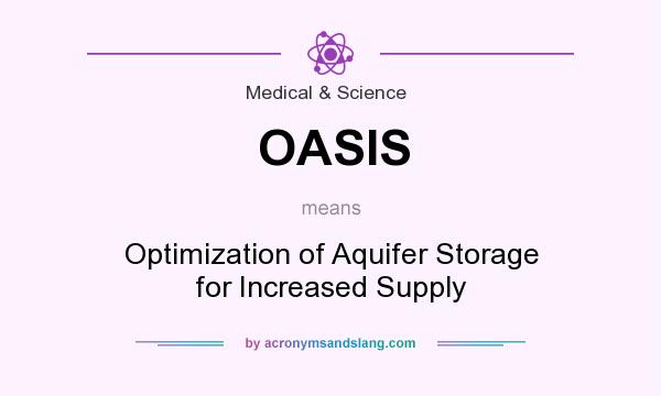 What does OASIS mean? It stands for Optimization of Aquifer Storage for Increased Supply