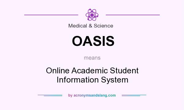 What does OASIS mean? It stands for Online Academic Student Information System