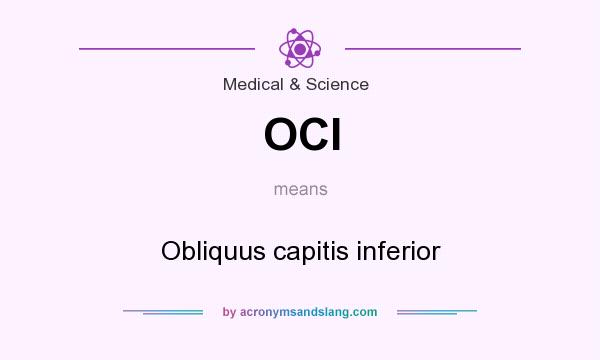 What does OCI mean? It stands for Obliquus capitis inferior
