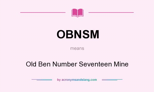 What does OBNSM mean? It stands for Old Ben Number Seventeen Mine