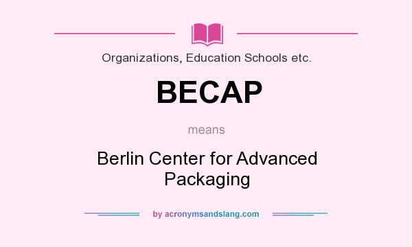 What does BECAP mean? It stands for Berlin Center for Advanced Packaging