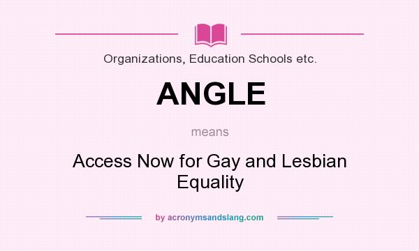 What does ANGLE mean? It stands for Access Now for Gay and Lesbian Equality