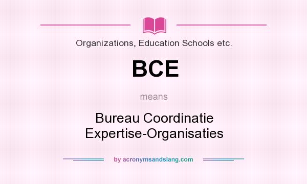 What does BCE mean? It stands for Bureau Coordinatie Expertise-Organisaties