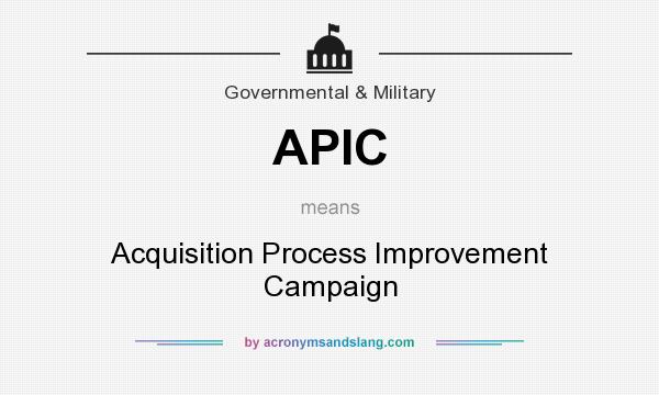 What does APIC mean? It stands for Acquisition Process Improvement Campaign