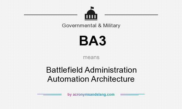 What does BA3 mean? It stands for Battlefield Administration Automation Architecture