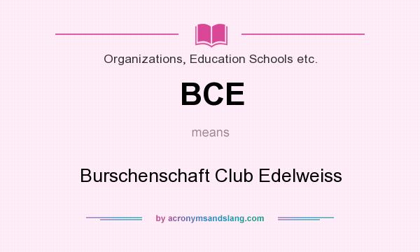 What does BCE mean? It stands for Burschenschaft Club Edelweiss