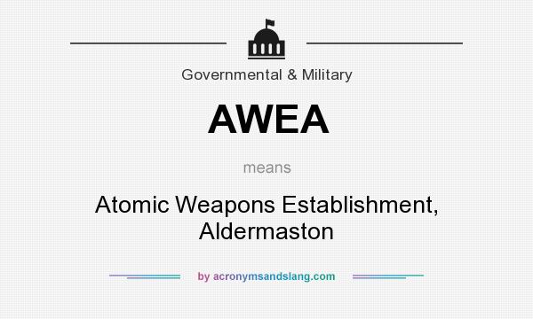 What does AWEA mean? It stands for Atomic Weapons Establishment, Aldermaston