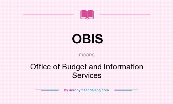 What does OBIS mean? It stands for Office of Budget and Information Services