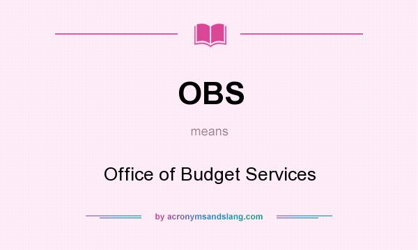 What does OBS mean? It stands for Office of Budget Services